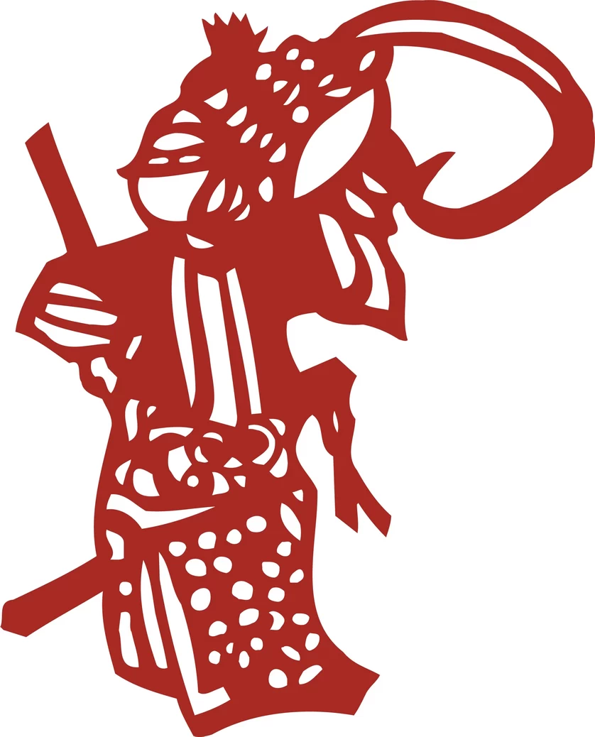 中国风中式传统喜庆民俗人物动物窗花剪纸插画边框AI矢量PNG素材【2573】